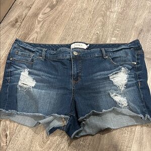 Torrid Blue Distressed Denim Shorts